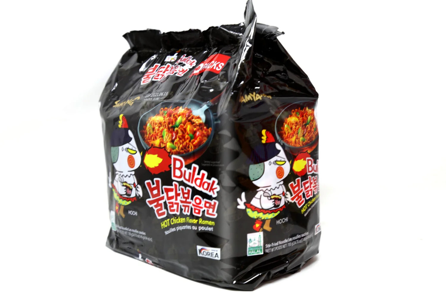 SAMYANG Buldak Hot Spicy Chicken Flavor Stir-Fried Ramen Noodles 5-PACK 24.7 Oz (700 g) - Image 3